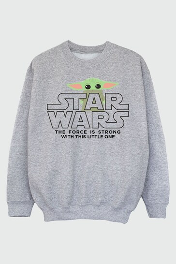 Brands In GREY Star Wars The Mandalorian Baby Yoda Boys Heather Grey Sweatshirt