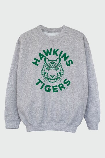 Buy Brands In GREY Netflix Stranger Things Hawkins Tigers Women Heather  Grey Sweatshirt from the Next UK online shop