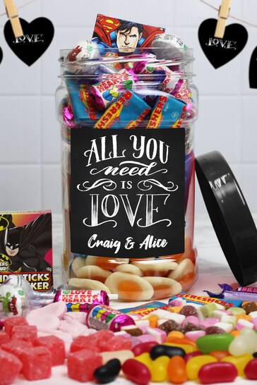 Personalised All You Need Is Love Retro Sweet Jar by Great Gifts