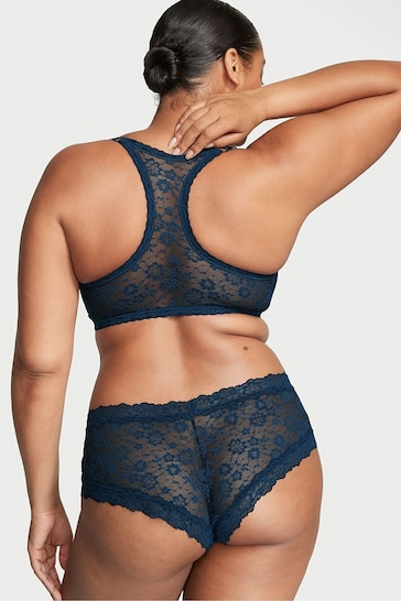 Victoria's Secret Noir Navy Blue Posey Lace Lacie Cheeky Knickers
