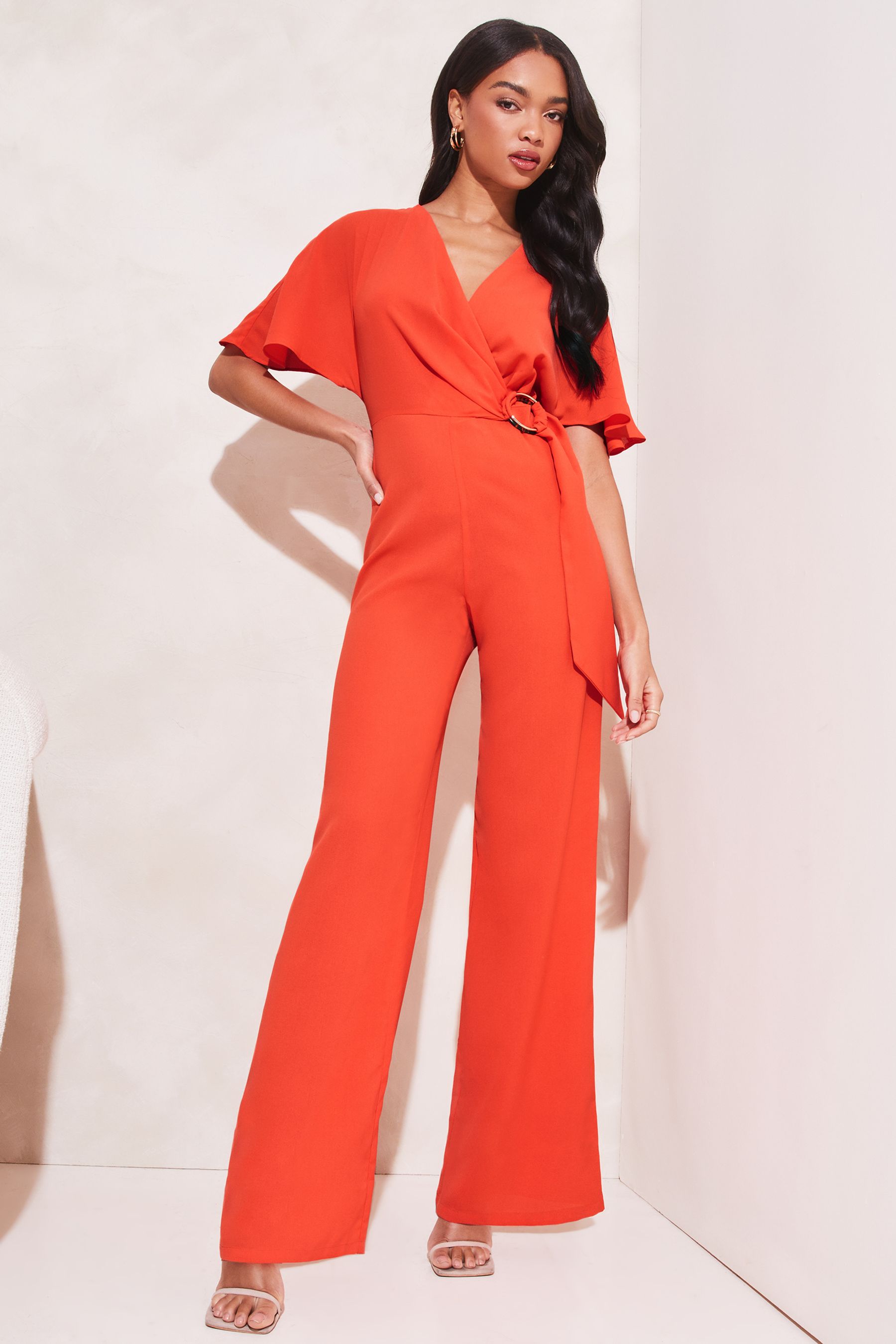 Lipsy wrap short sleeve wide leg jumpsuit cheap