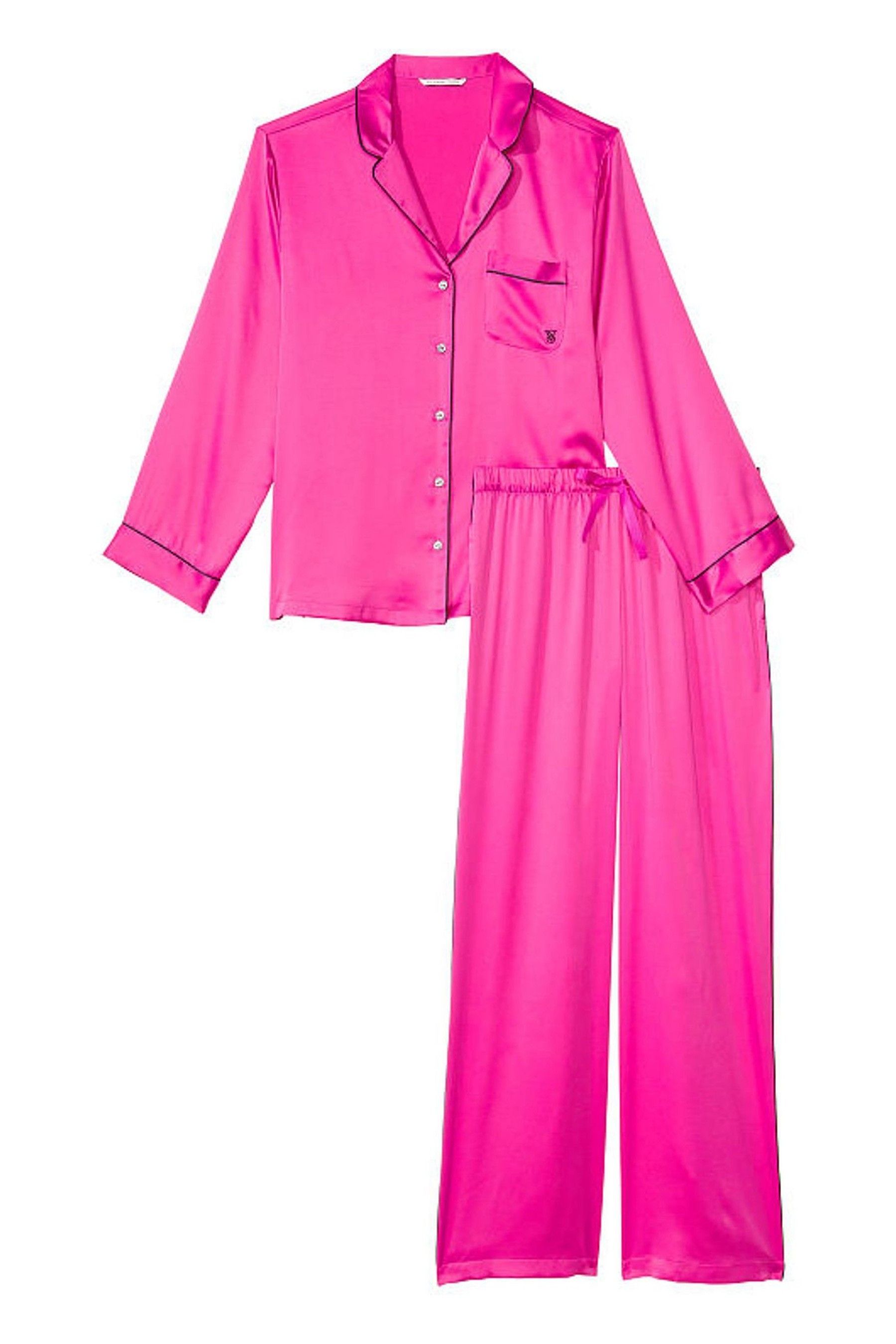 Buy Victoria s Secret Pink Fuschia Frenzy Satin Long Pyjama Set from the Next UK online shop