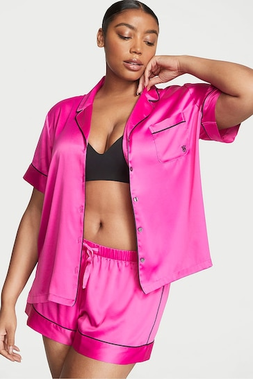 Victoria's Secret Fuchsia Frenzy Pink Satin Short Pyjamas