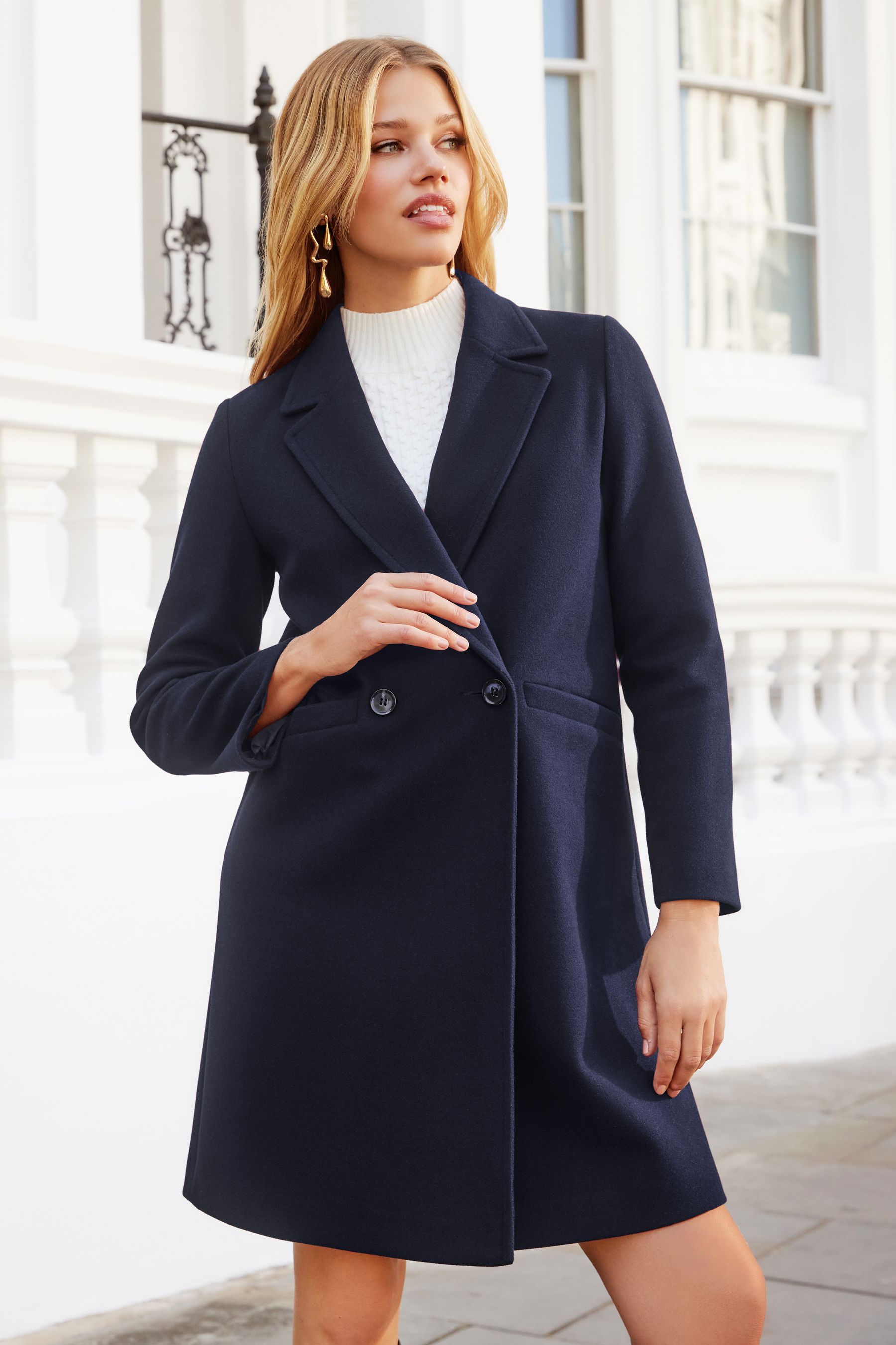 Navy tailored coat online