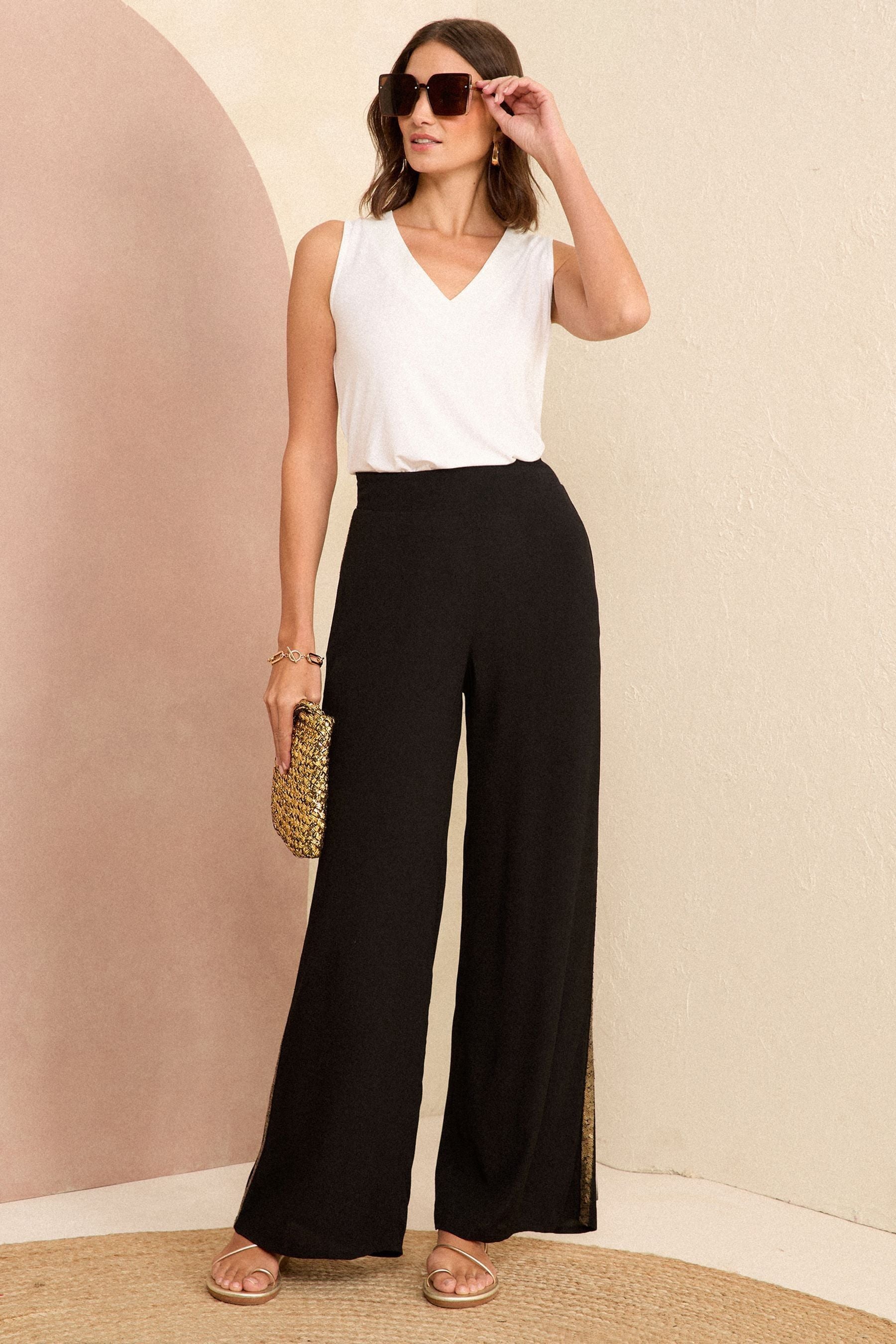 Black pants new arrivals with sequin stripe