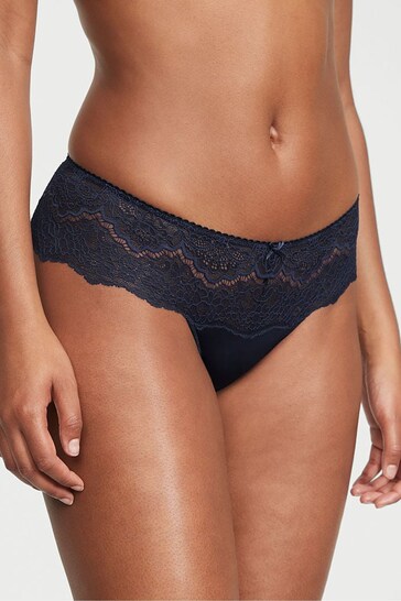 Victoria's Secret Ensign Navy Blue Lace Hipster Thong Knickers