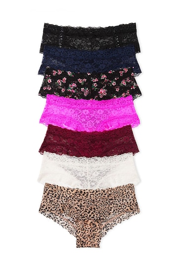 Victoria's Secret Black/Blue/Pink/Leopard/White Cheeky Knickers Multipack