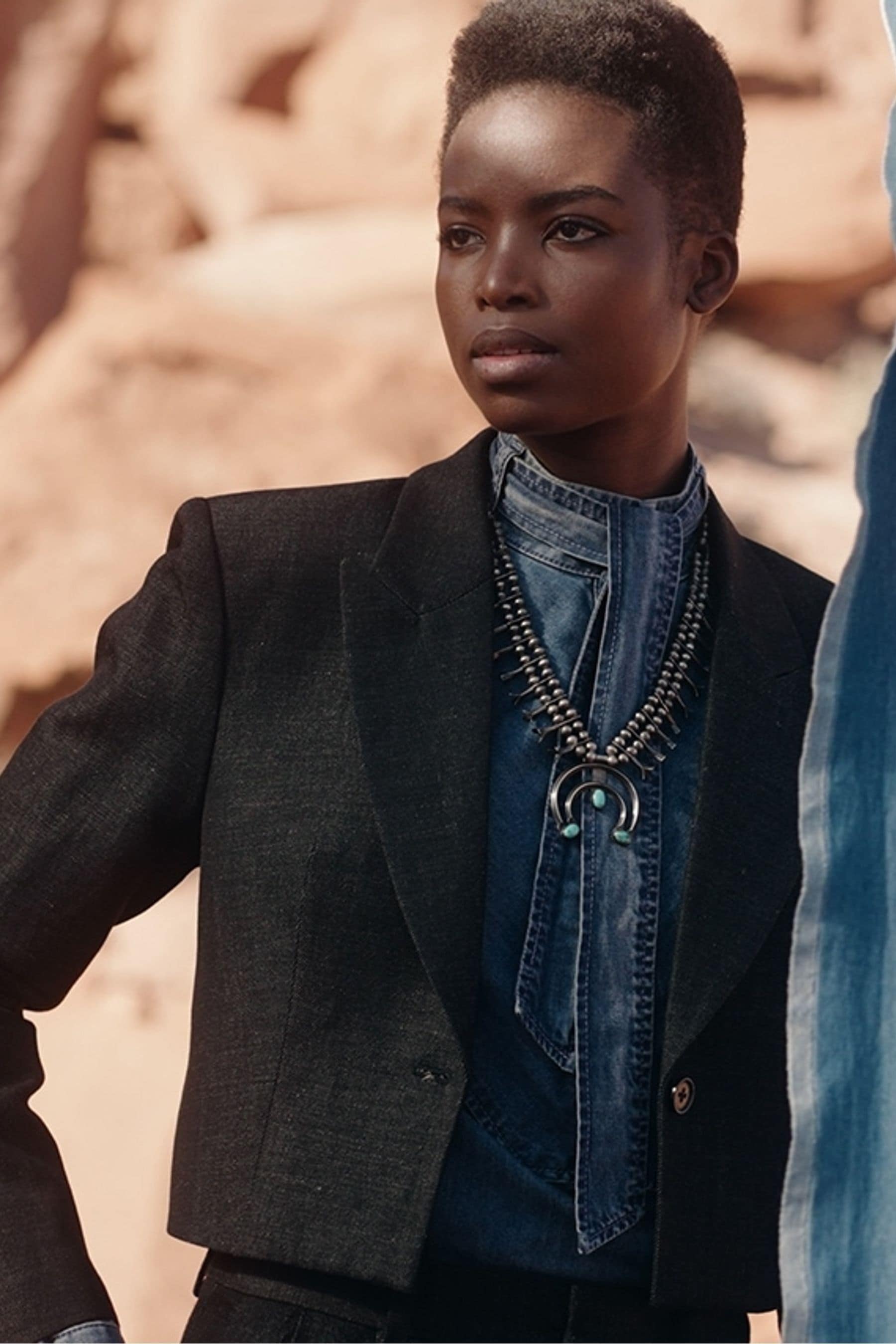 Buy Banana Republic Blue Una Denim Tie Neck Blouse from the Next