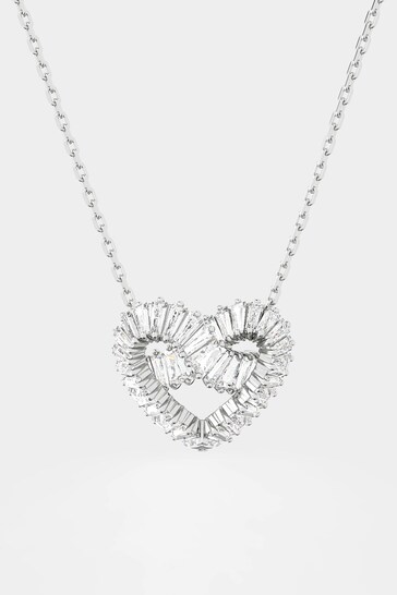 Swarovski Silver Baguette Heart-Shaped Pendant Necklace