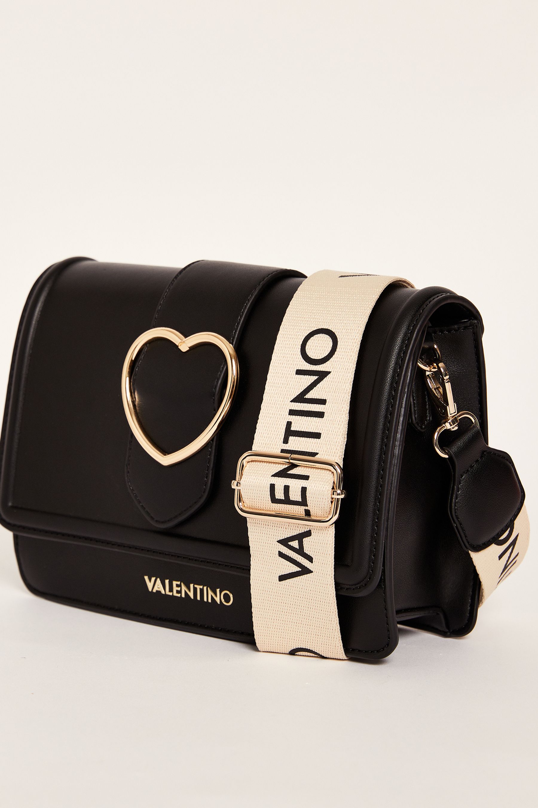 Valentino Bags Black Heart Foldover Crossbody Bag With Strap