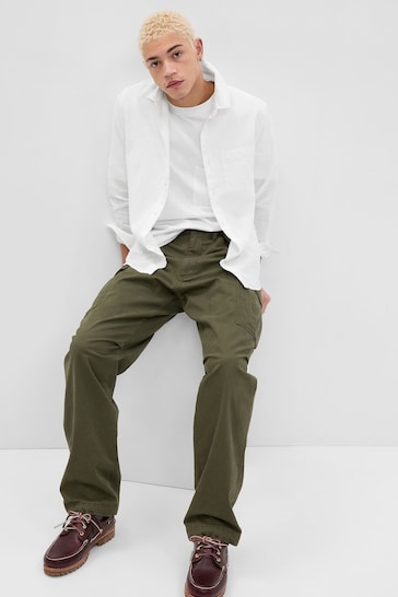 Gap White Linen-Cotton Long Sleeve Shirt