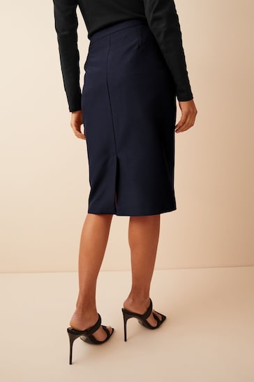 Friends Like These Navy Blue Petite Tailored Pencil Skirt