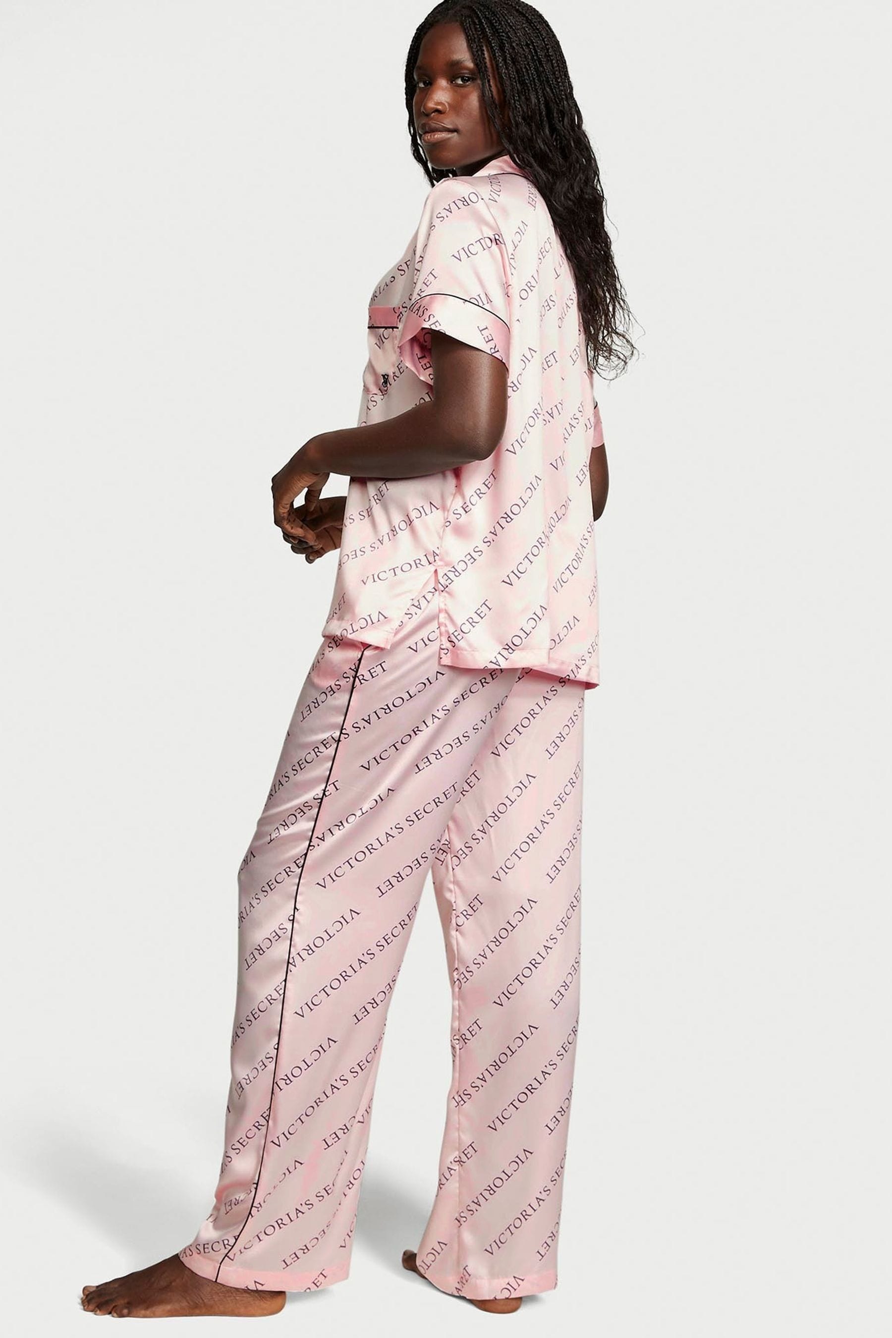 Buy Victoria s Secret Purest Pink Diagonal Logo Short Sleeve Satin