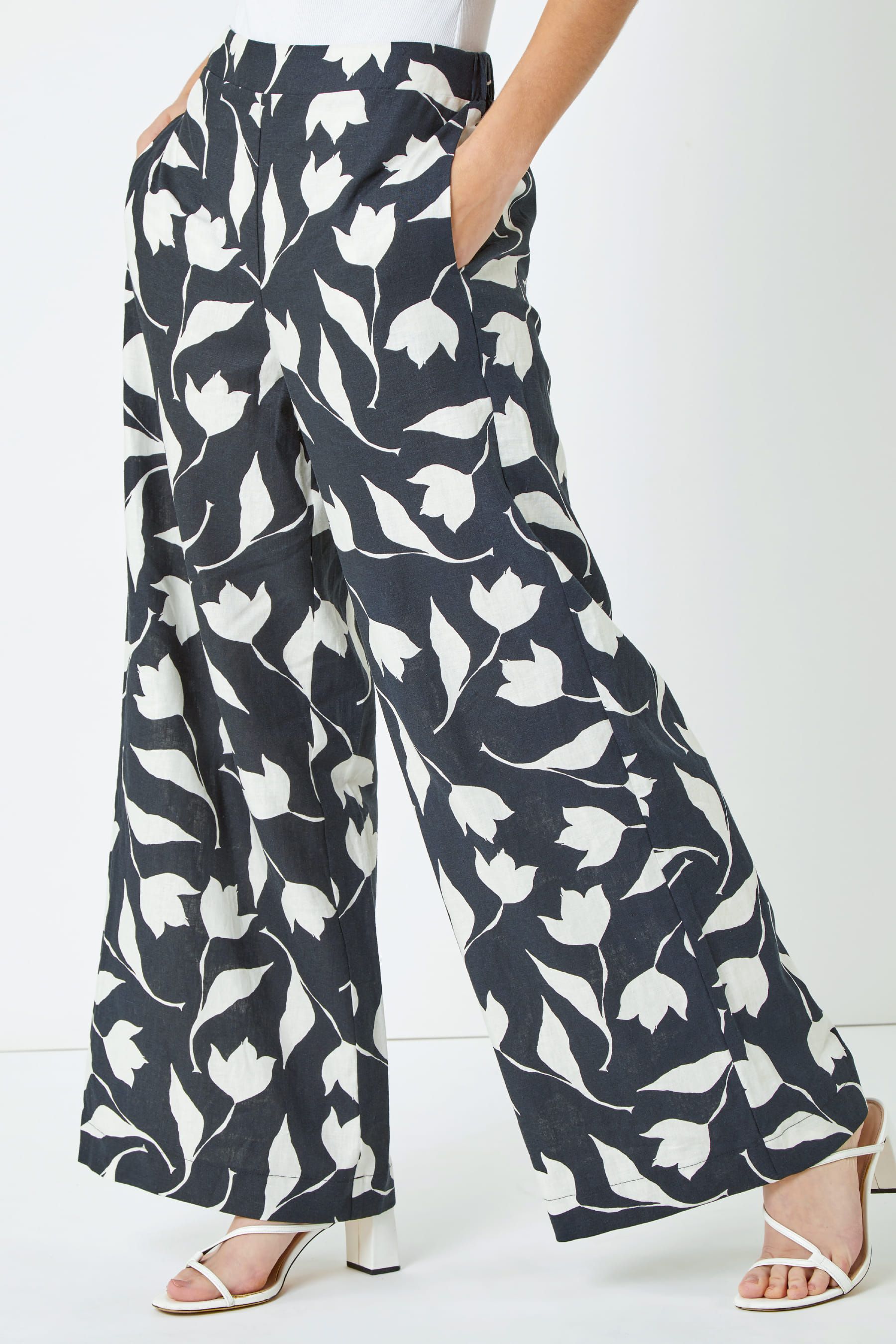 Du Jour Floral Print Palazzo Trouser  QVC UK