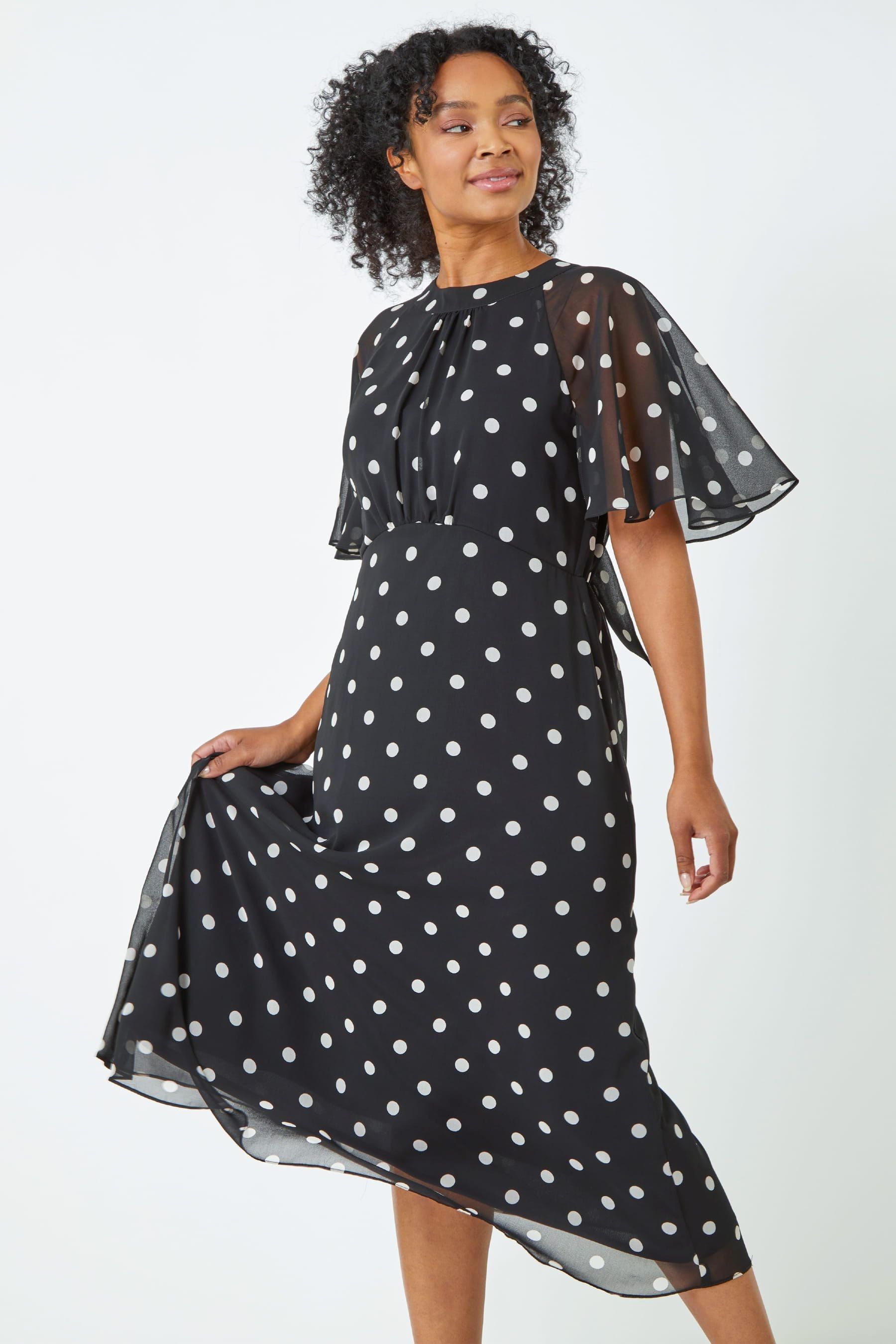 Next black and shop white spotty dress