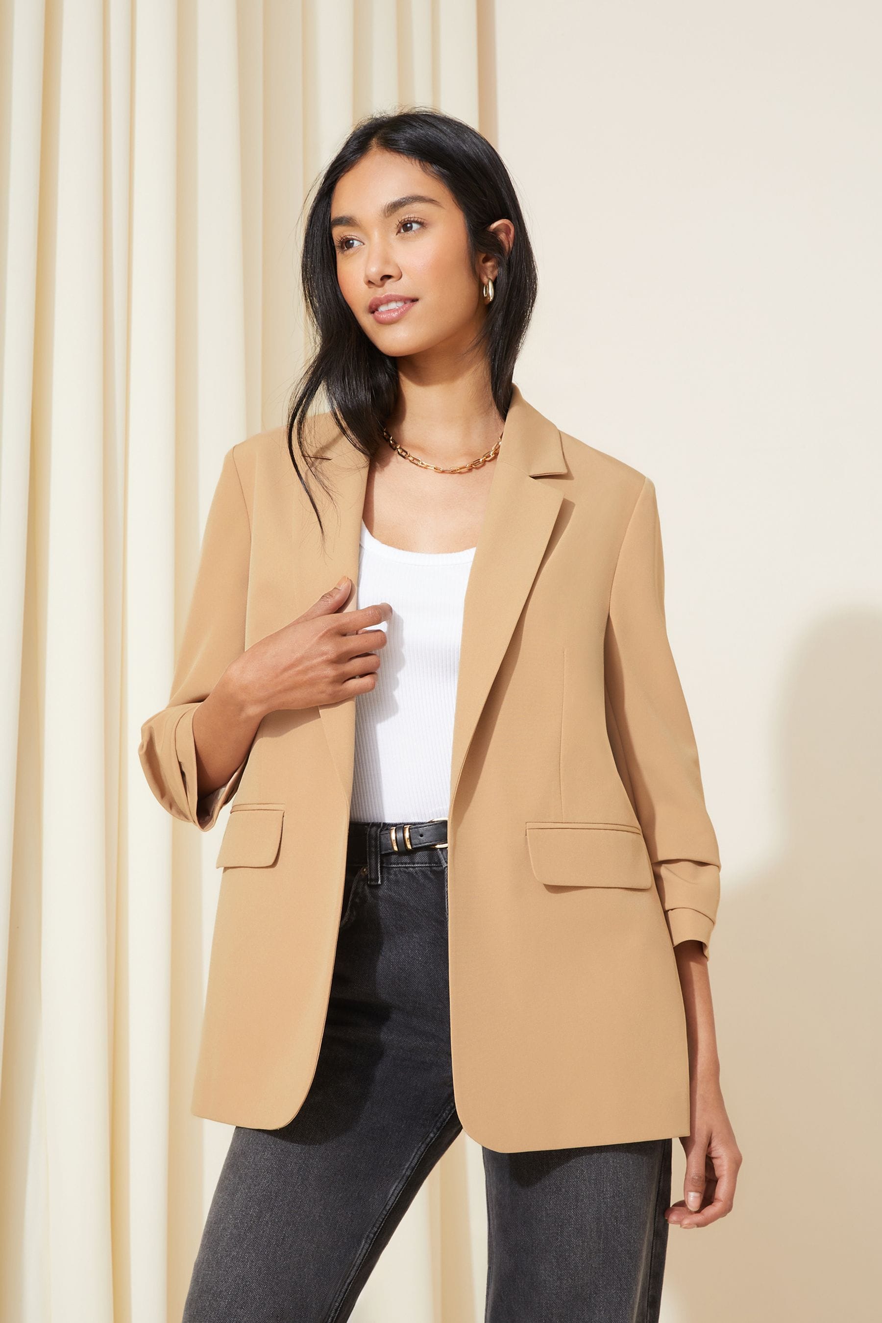 Buy Friends Like These Camel Nude Edge to Edge Tailored Blazer