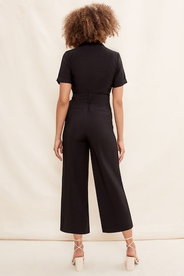 Friends Like These Black Utility Belted Short Sleeve Wide Leg Jumpsuit