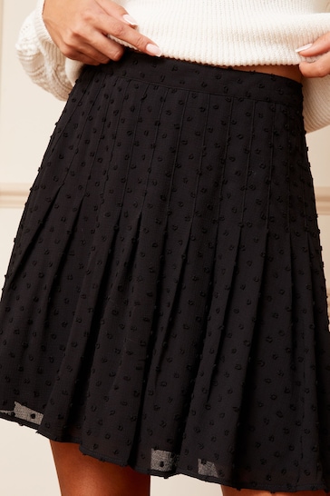 Love & Roses Black Pleated Mini Skirt