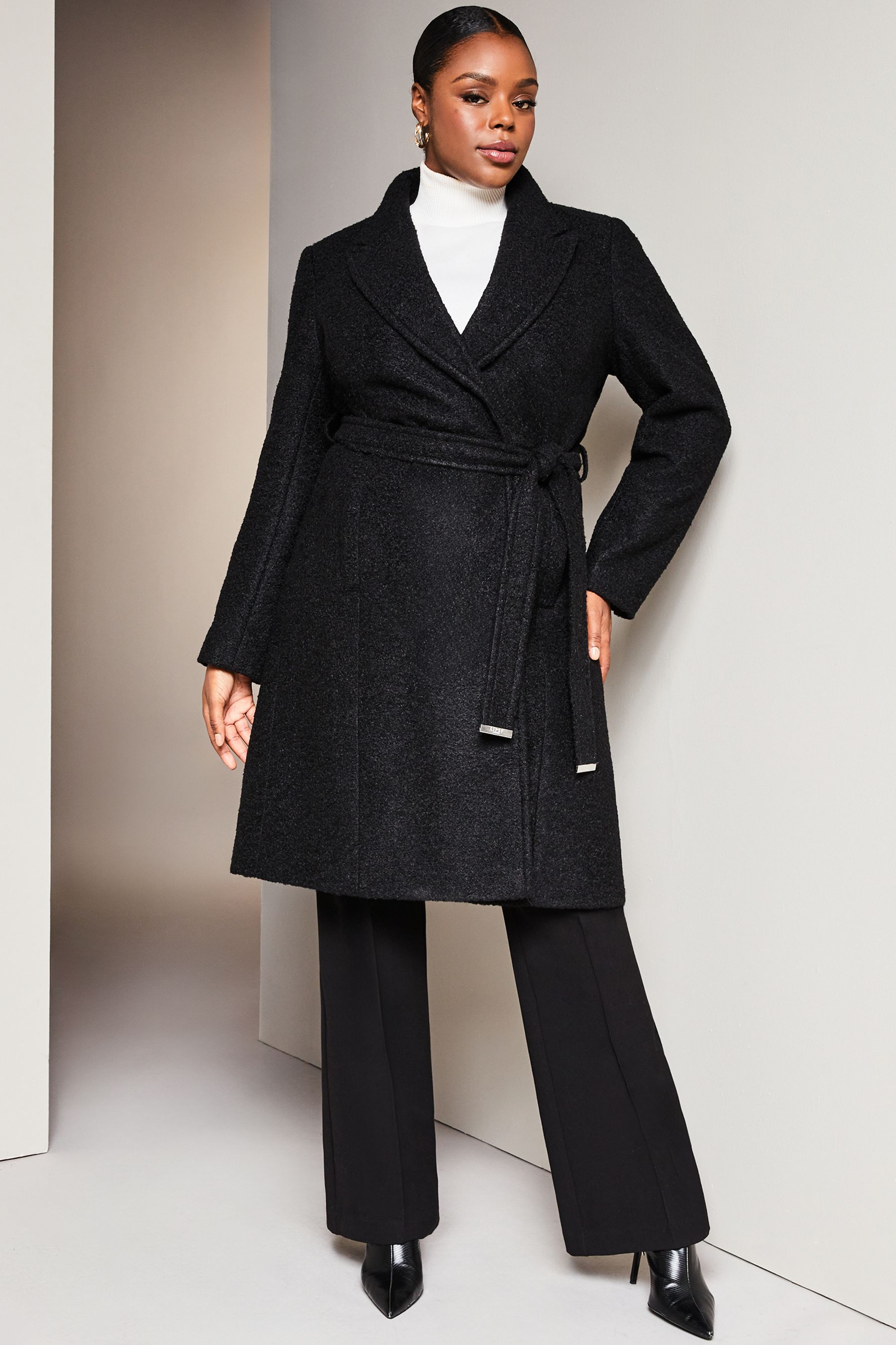 Lipsy black deals wrap coat