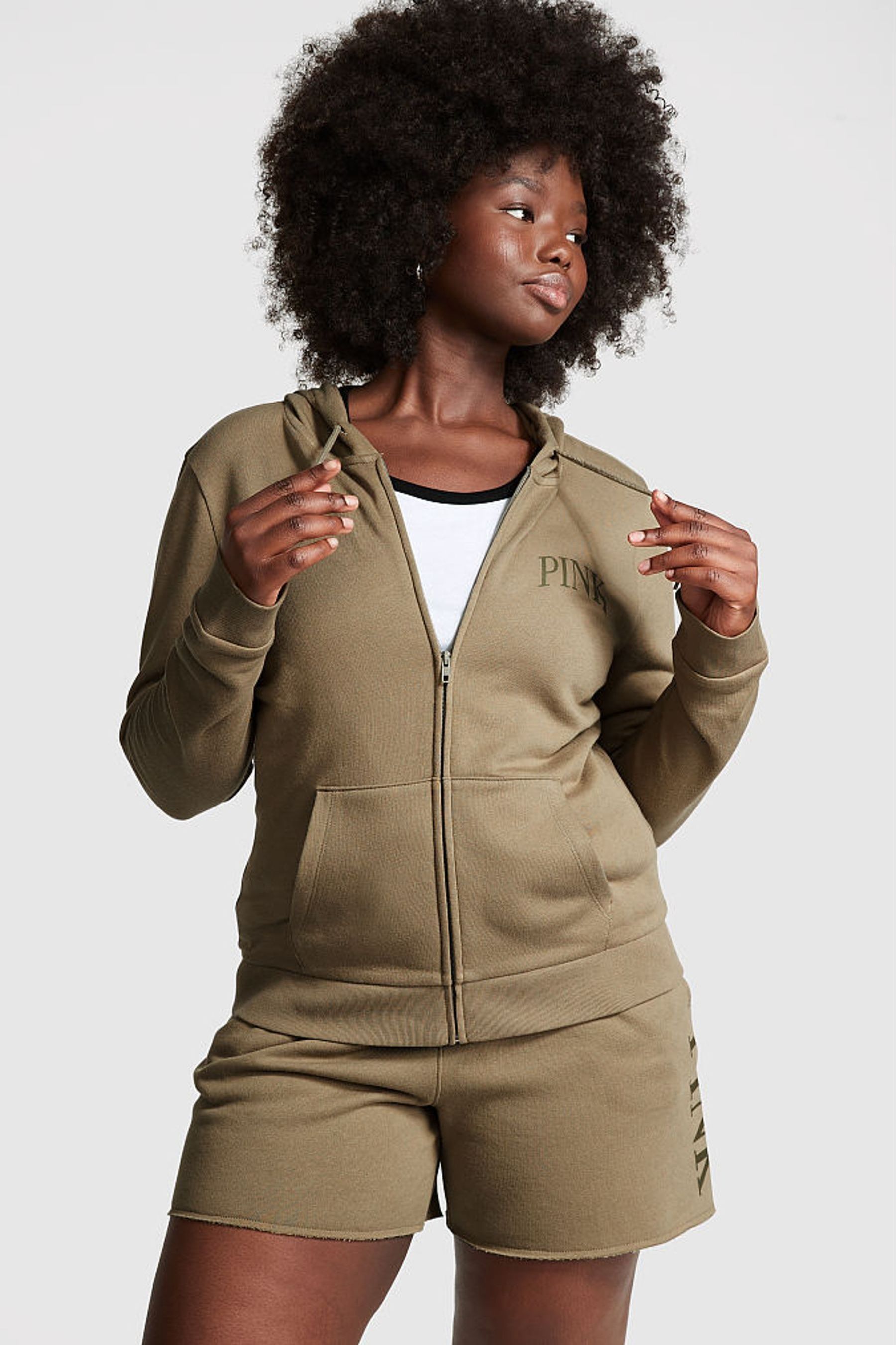 Olive green sales pink hoodie