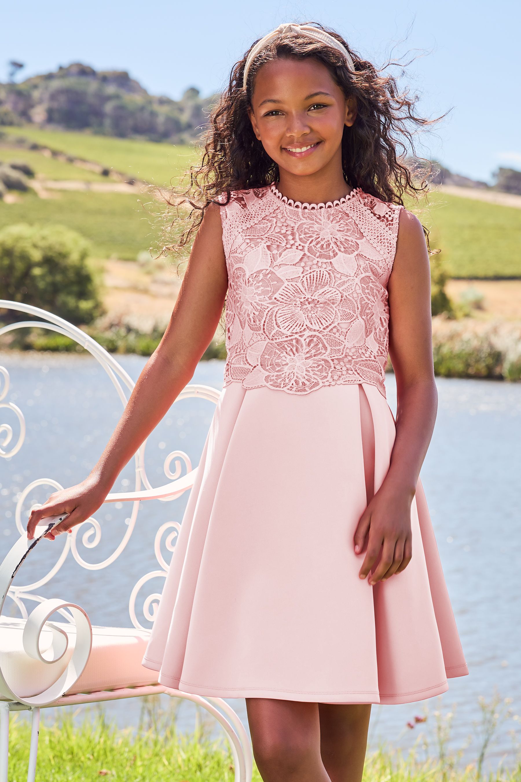 Pink lace deals girls dress
