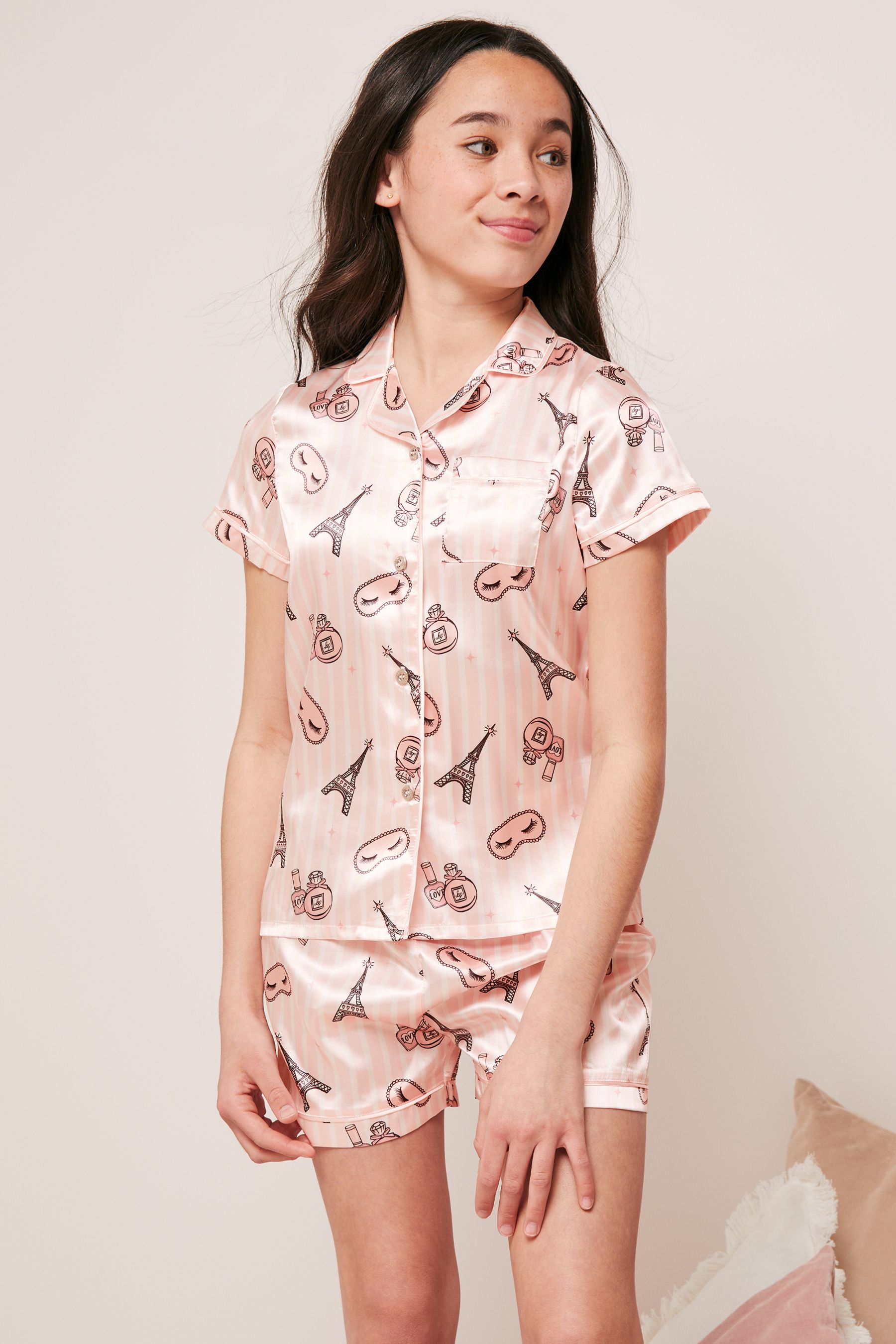 Buy Lipsy Pink Paris Satin Pyjamas from the Next UK online shop