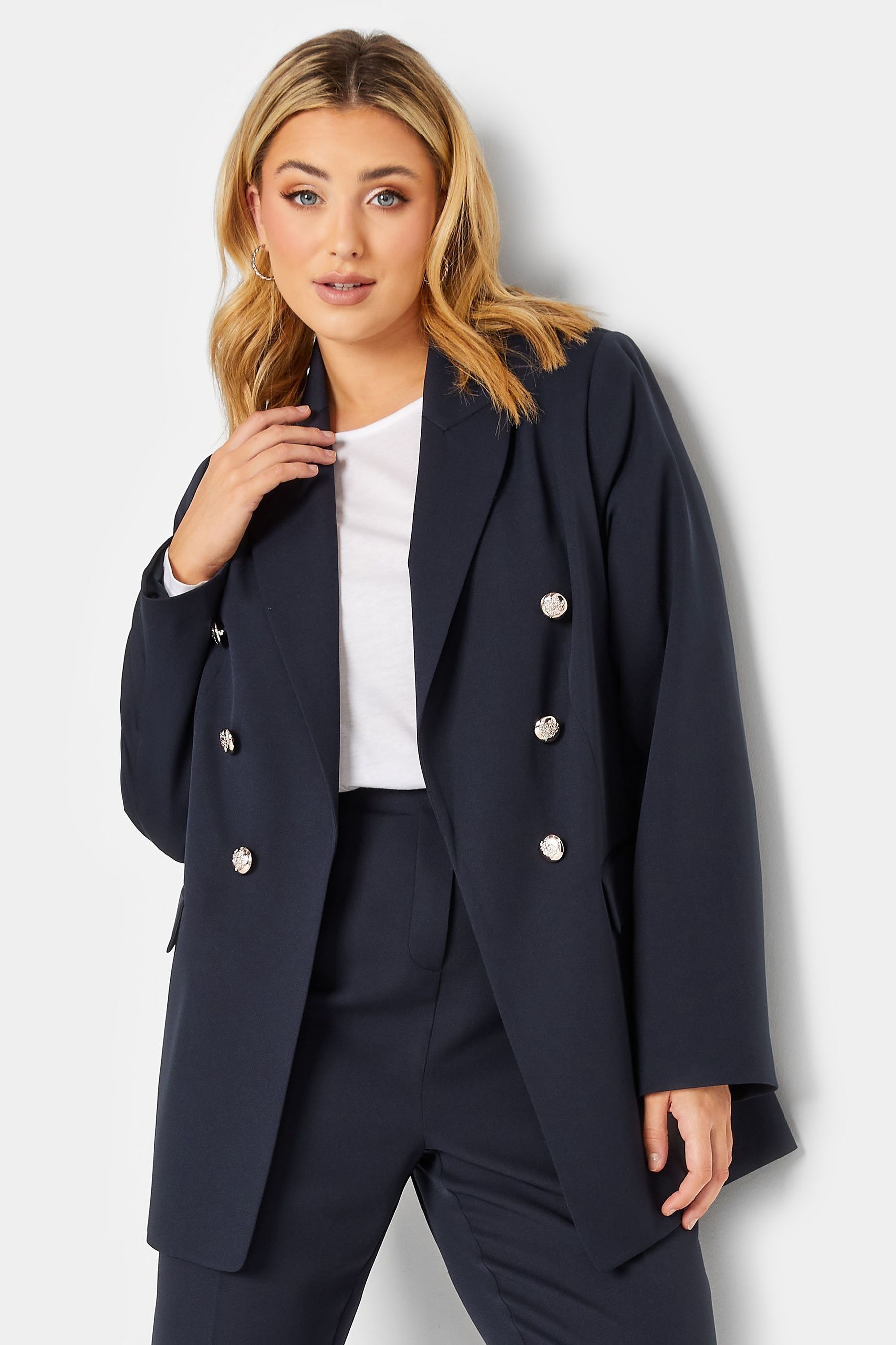 Navy blue military blazer store