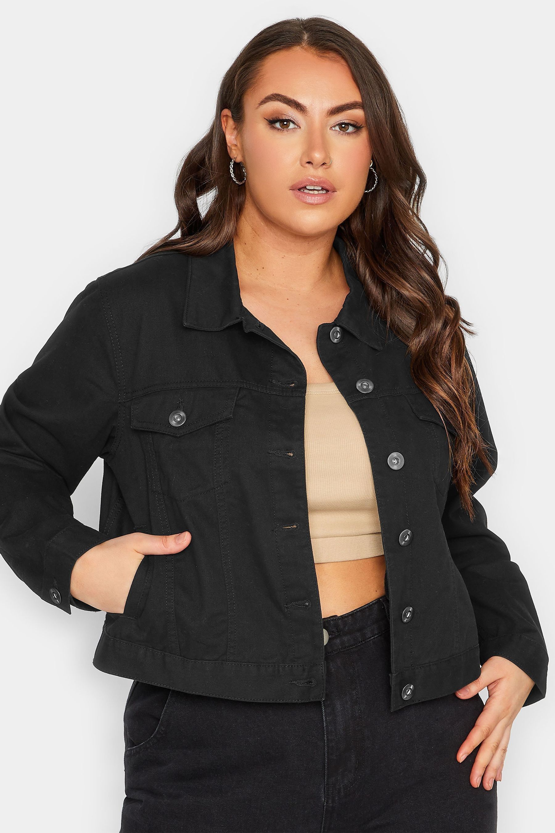 Ladies black denim online jacket uk