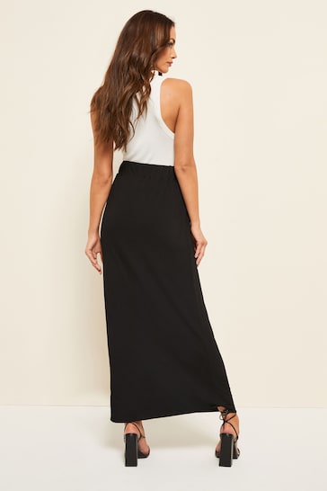 Friends Like These Black Tie Detail Jersey Summer Maxi Skirt