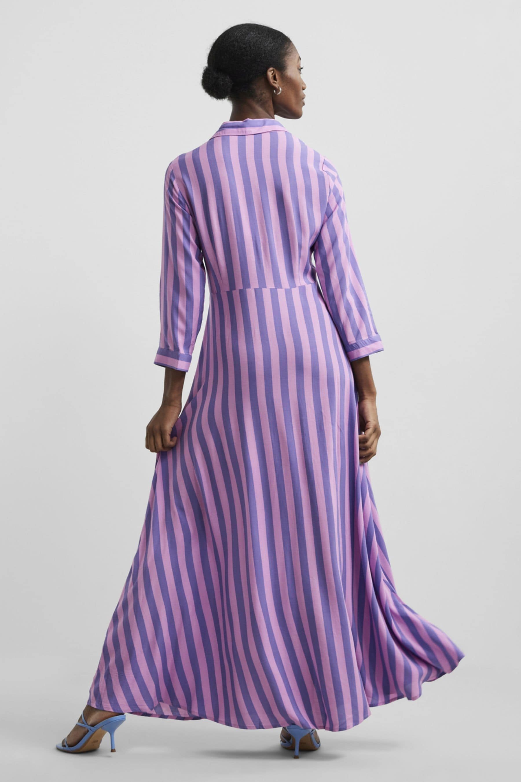 Purple top striped dress