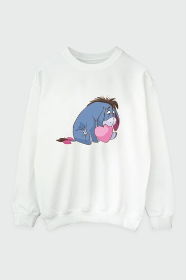 Brands In White Winnie The Pooh Eeyore Heart Mouth Women White Sweatshirt