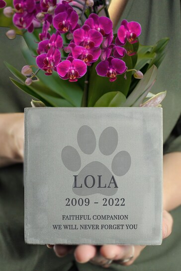 Personalised Pet Memorial Concrete Plant Pot by PMC