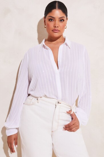 Lipsy White Curve Button Up Shirt