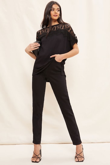 Buy Friends Like These Black Short Sleeve V Neck Lace Bodysuit from the  Next UK online shop