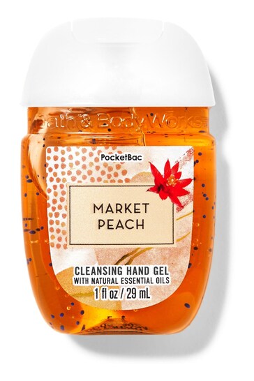 Bath & Body Works Market Peach PocketBac Hand Sanitizer 1 fl oz / 29 mL.