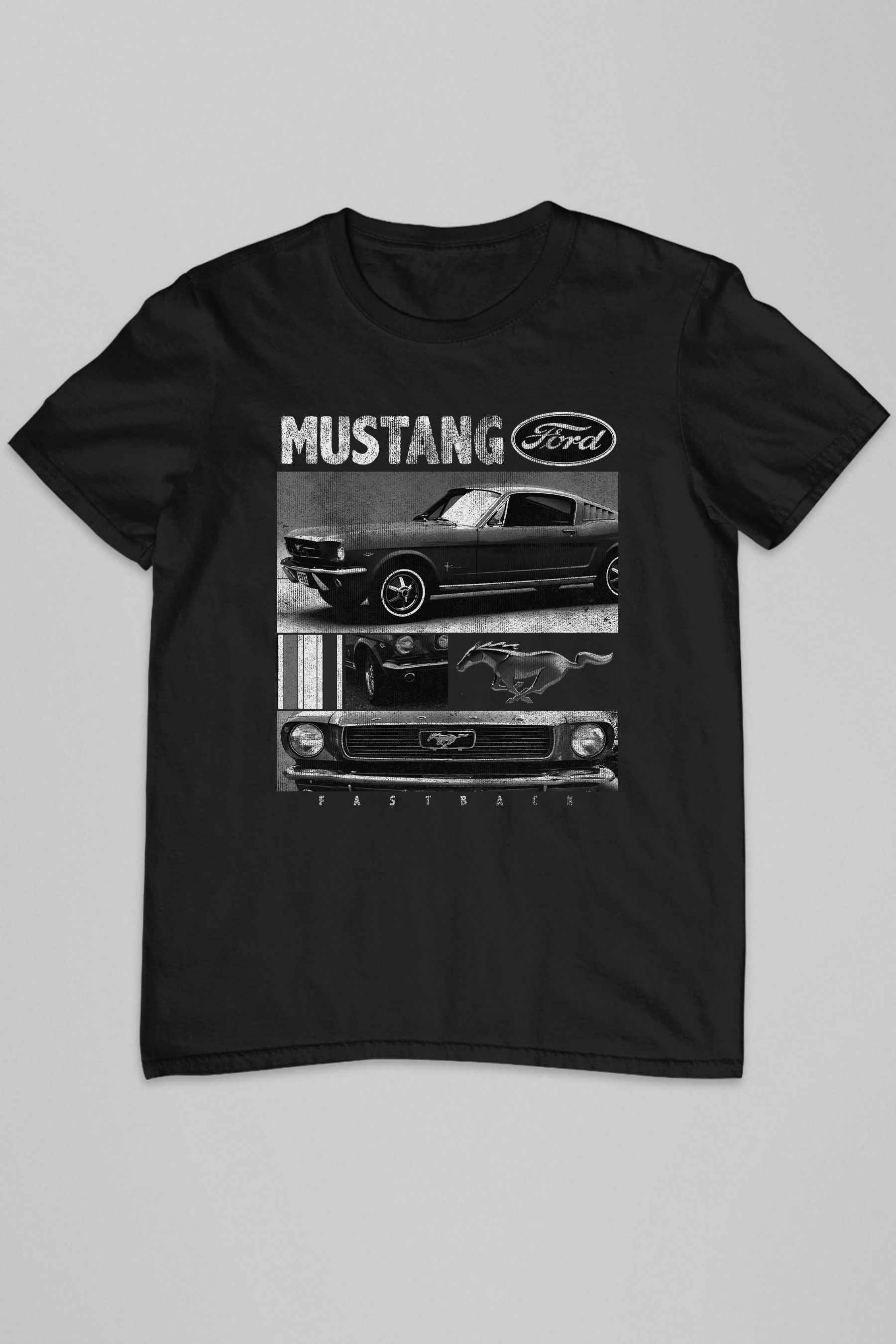 Buy All Every Black Ford Mustang Fastback Men s T Shirt from the