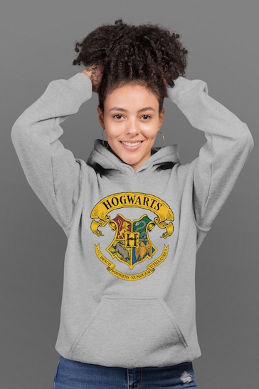 All + Every Heather Grey Harry Potter All Hogwarts Crest Women's Hooded Sweatshirt
