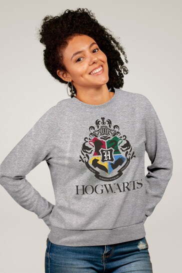 All + Every Heather Grey Harry Potter Hogwarts All Houses Crest Women's Sweatshirt