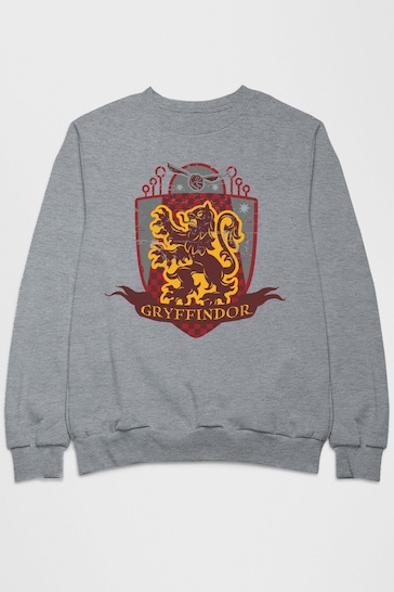 All + Every Heather Grey Harry Potter Gryffindor Quidditch Distressed Shield Women's Sweatshirt