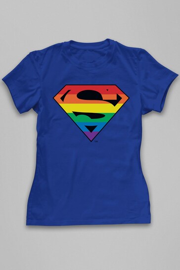 All + Every Royal Blue Superman Rainbow Logo Women's T-Shirt
