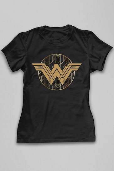 All + Every Black Wonder Woman Gold Logo Women's T-Shirt