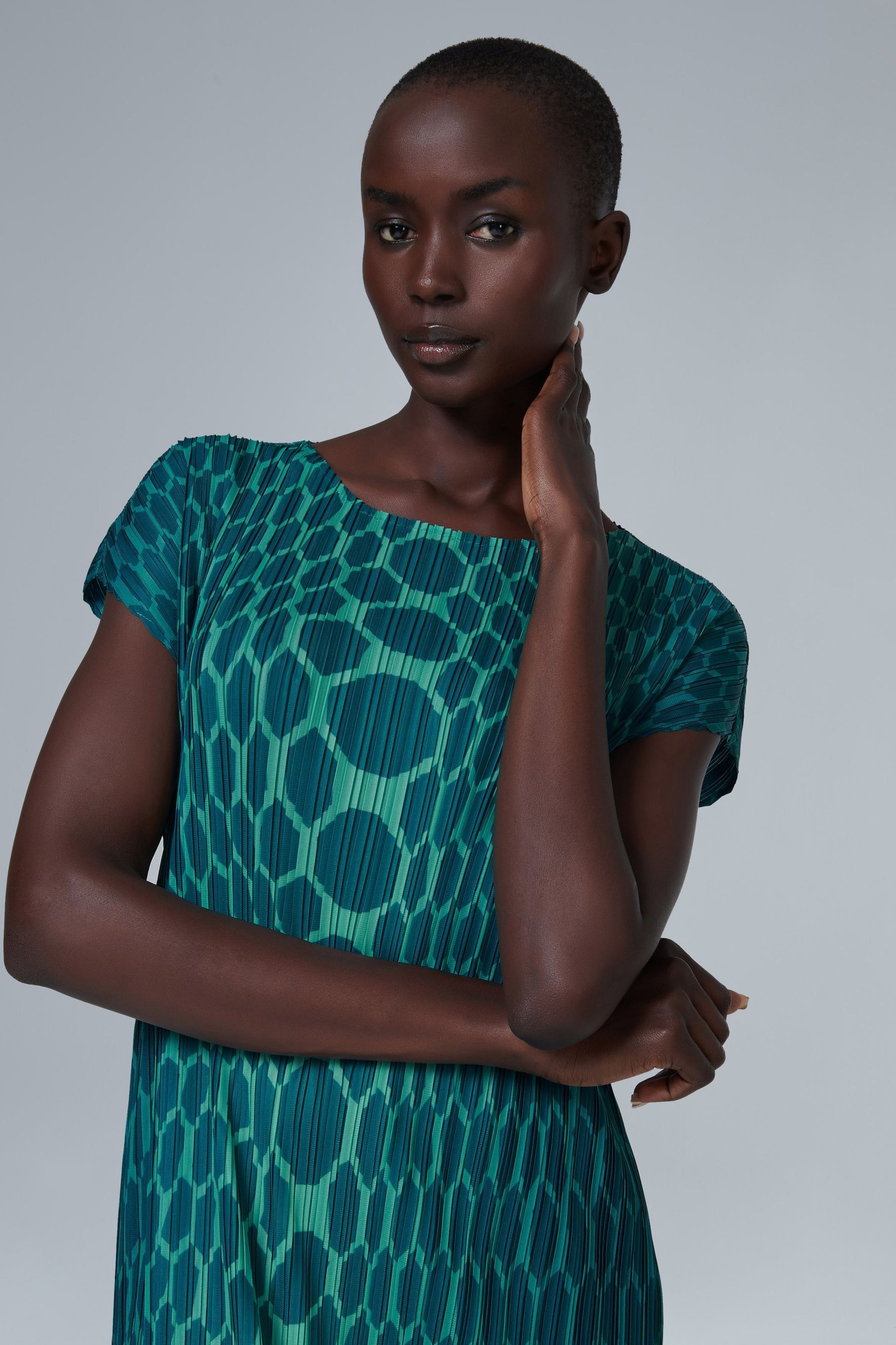 Green sales plisse dress