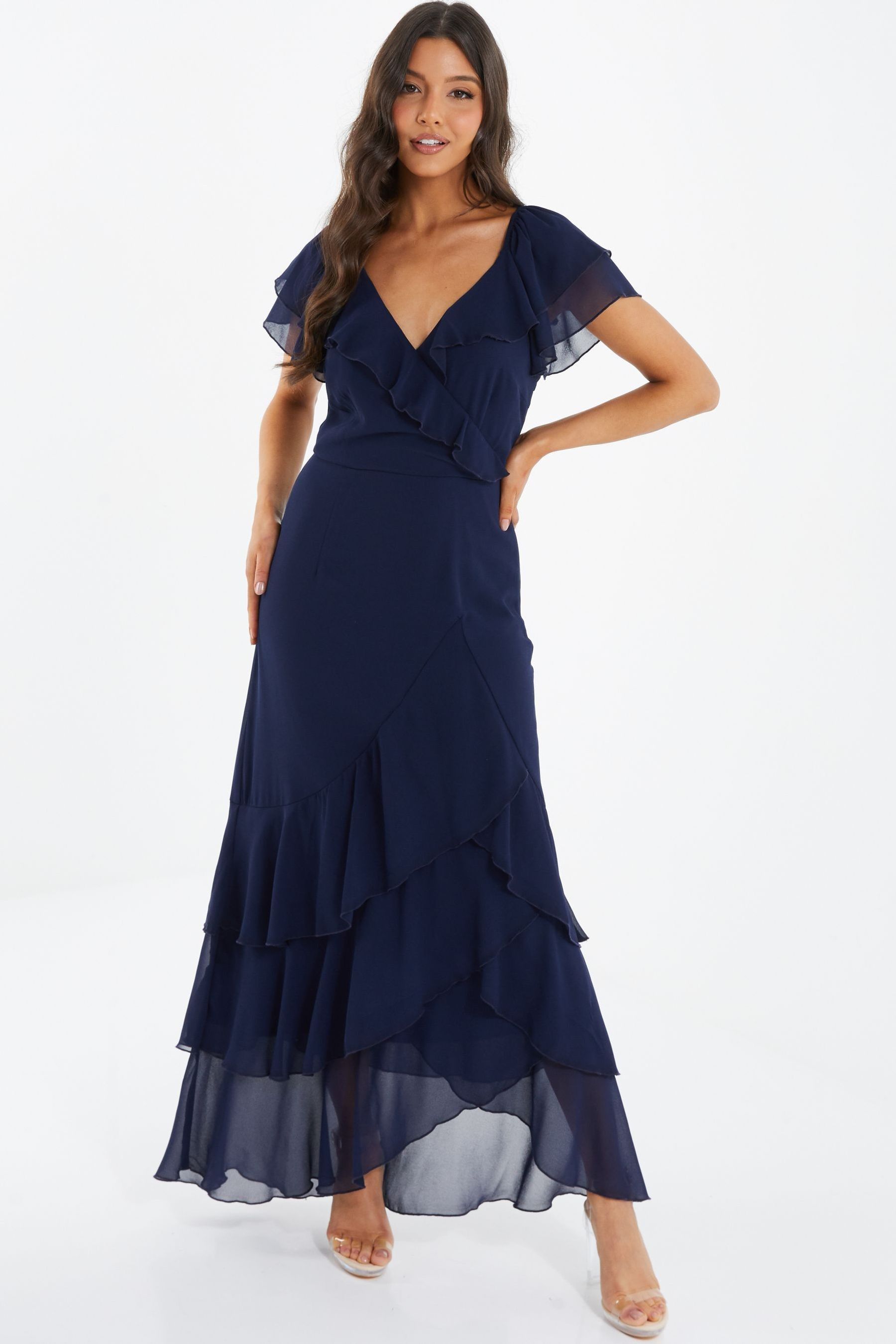 Navy blue shop chiffon maxi dress