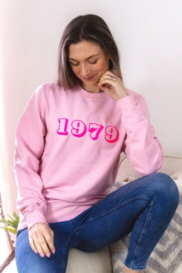 Neon Embroidered Year of Birth Sweatshirt by Percy & Nell