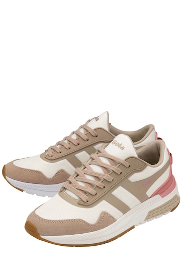 Gola Off White/ Warm Grey/ Dusty Rose Ladies' Atomics Nylon Lace-Up Running Trainers