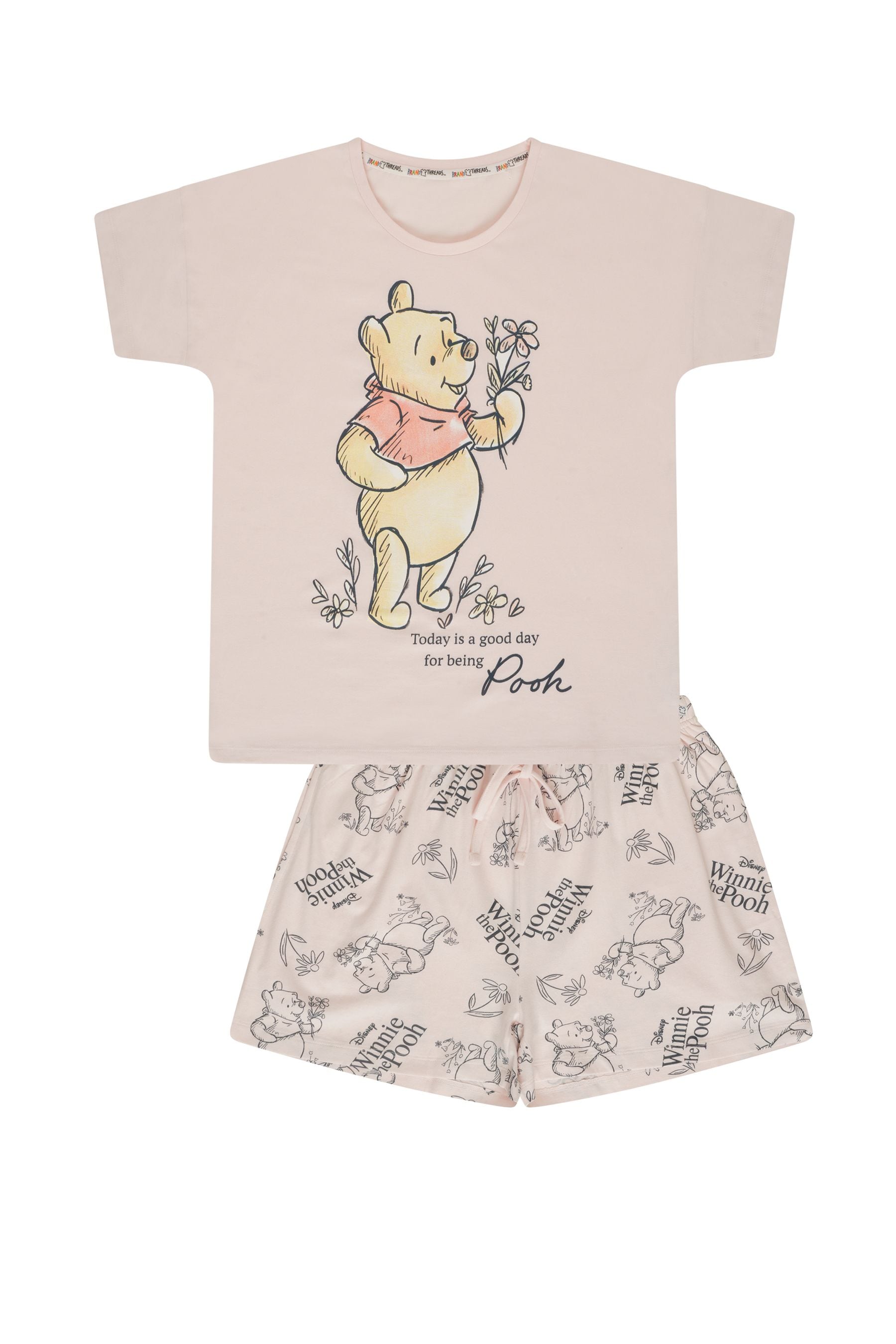 Brand Threads Pink Winnie the Pooh Ladies Short Pyjamas