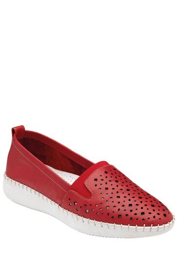 Lotus Footwear Red Leather Casual Slip-On Shoes