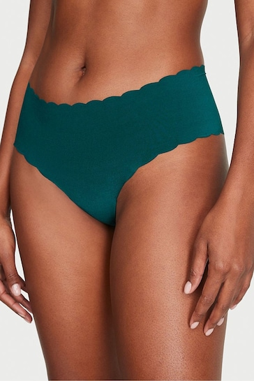 Victoria's Secret Black Ivy Green Scalloped Cheeky No-Show Knickers