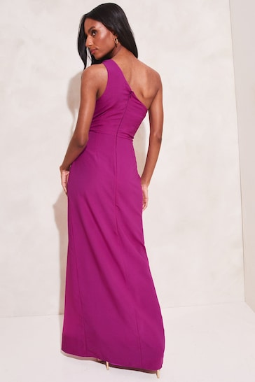 Lipsy Purple Petite Cut Out One Shoulder Split Maxi Dress