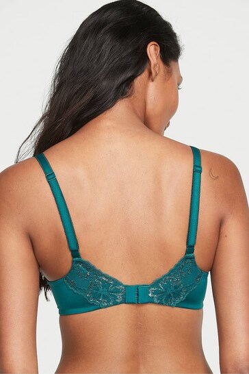 Victoria's Secret Black Ivy Green Lace Lightly Lined Demi Bra